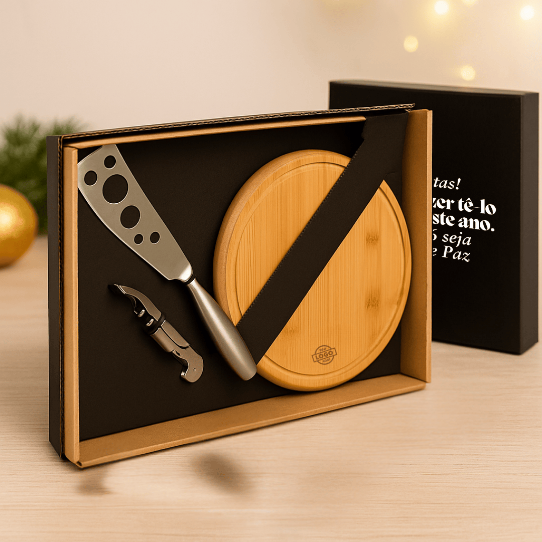 Brinde Natal Final de Ano Personalizado Kit Queijo 3 Peças  SMKT-90014