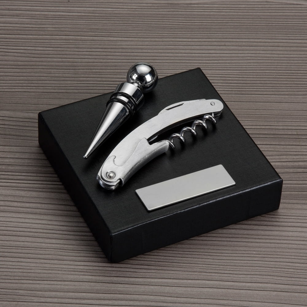 Brinde Natal Final de Ano Personalizado Kit Vinho Metálico 2 Peças X10071G