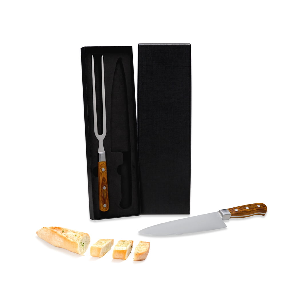 Kit Faca e Garfo Premium em Madeira / Inox 2 Peças SMKF-03063 Brindes Personalizados
