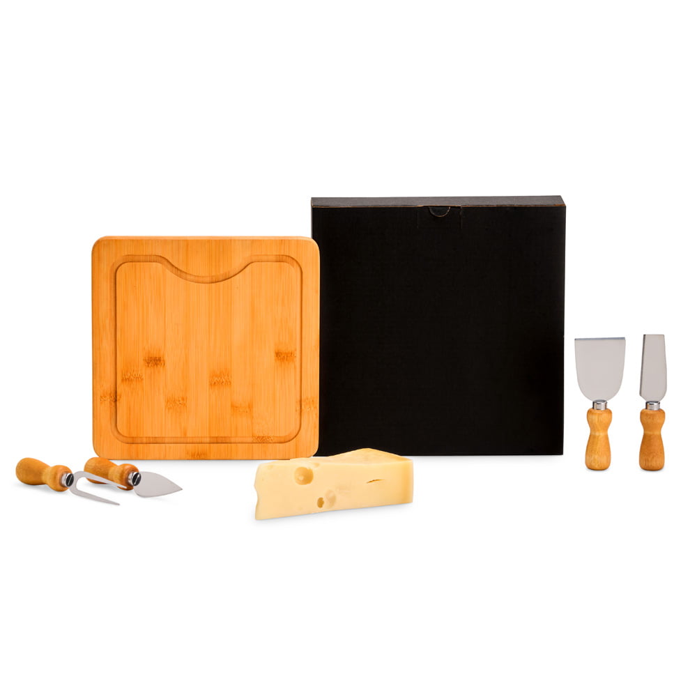 Kit Queijo Personalizado Bambu Madeira e Inox SMPD-80043 Brindes Personalizados