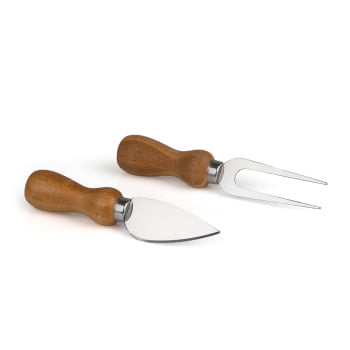 Brinde Presente Dia dos Pais Personalizado Kit Queijo 2 Peças Inox / Bambu SMCJ-00023-PAI