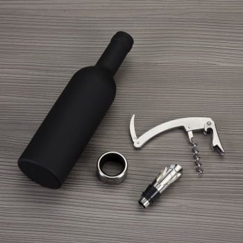 Brinde Presente Dia dos Pais Personalizado Kit Vinho Saca Rolha Bico Condutor Wine Collar 3 Peças X11871-PAI