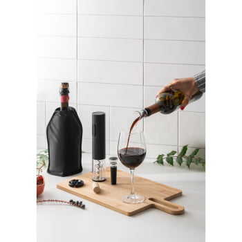 Brinde Presente Dia dos Pais Personalizado Kit Vinho Personalizado Saca Rolhas Elétrico Corta Cápsulas, Rolha a vácuo e Salva-Gotas SP94248-PAI