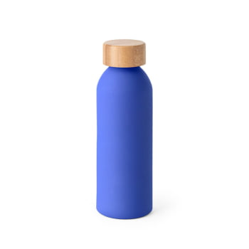 Brinde Presente Dia dos Pais Personalizado Garrafa Squeeze Alumínio 550 ml Emborrachado com Tampa Bambu SP94256-PAI