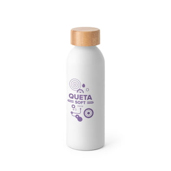 Brinde Presente Dia dos Pais Personalizado Garrafa Squeeze Alumínio 550 ml Emborrachado com Tampa Bambu SP94256-PAI