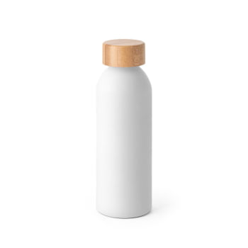 Brinde Presente Dia dos Pais Personalizado Garrafa Squeeze Alumínio 550 ml Emborrachado com Tampa Bambu SP94256-PAI