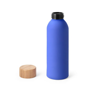 Brinde Presente Dia dos Pais Personalizado Garrafa Squeeze Alumínio 550 ml Emborrachado com Tampa Bambu SP94256-PAI