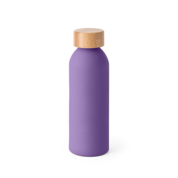 Brinde Presente Dia dos Pais Personalizado Garrafa Squeeze Alumínio 550 ml Emborrachado com Tampa Bambu SP94256-PAI