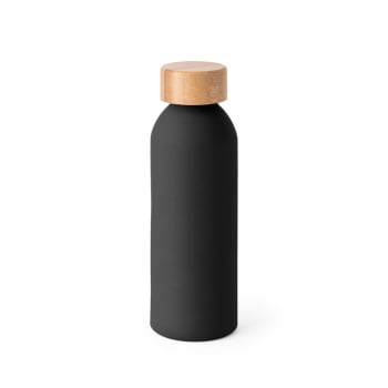 Brinde Presente Dia dos Pais Personalizado Garrafa Squeeze Alumínio 550 ml Emborrachado com Tampa Bambu SP94256-PAI