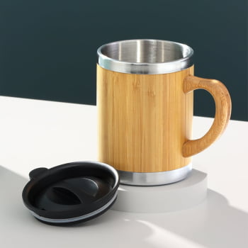 Brinde Presente Dia dos Professores Personalizado Caneca Sustentável Personalizada Bambu 300 ML X03099-PROF