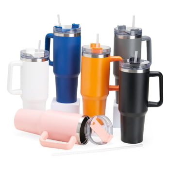 Brinde Presente Dia dos Professores Personalizado Copo Térmico 1,2 Litros em Aço Inox com Tampa e Canudo XCOP06033-PROF