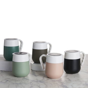 Brinde Presente Dia dos Professores PersonalizadoCaneca Térmica Personalizada Inox 500 ml Termômetro na Tampa XCAN18640-PROF