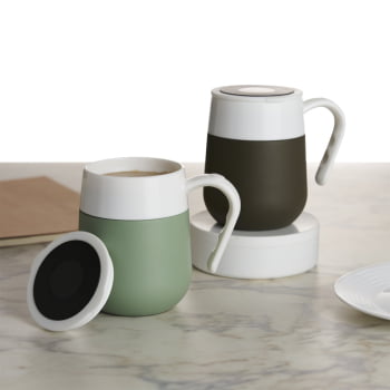 Brinde Presente Dia dos Professores PersonalizadoCaneca Térmica Personalizada Inox 500 ml Termômetro na Tampa XCAN18640-PROF