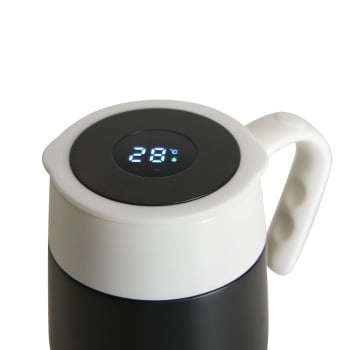 Brinde Presente Dia dos Professores PersonalizadoCaneca Térmica Personalizada Inox 500 ml Termômetro na Tampa XCAN18640-PROF