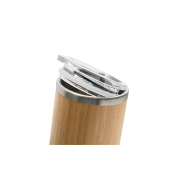 Brinde Presente Dia dos Professores Personalizado Copo Térmico Personalizado em Aço Inox e Bambu 350 ml Sustentável SP94761-PROF