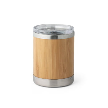 Brinde Presente Dia dos Professores Personalizado Copo Térmico Personalizado em Aço Inox e Bambu 350 ml Sustentável SP94761-PROF