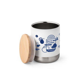 Brinde Presente Dia dos Professores Personalizado Copo Térmico Personalizado em Aço Inox 370 ml Tampa Bambu SP94661-PROF