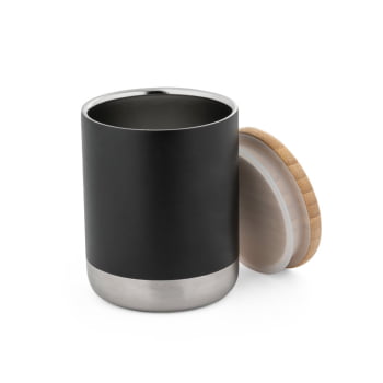 Brinde Presente Dia dos Professores Personalizado Copo Térmico Personalizado em Aço Inox 370 ml Tampa Bambu SP94661-PROF