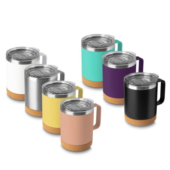 Brinde Presente Dia dos Professores Personalizado Caneca Térmica Personalizada Inox 350 ml com Tampa Base Cortiça ASICA8500-PROF