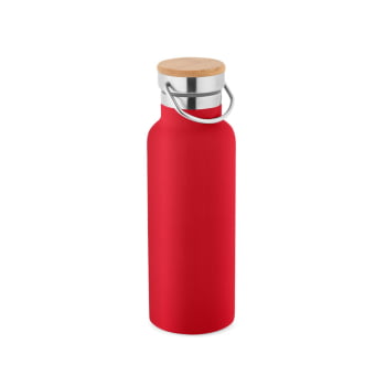 Brinde Presente Dia dos Professores Personalizado Squeeze Garrafa Térmica 570 ml Aço Inox e Tampa Bambu e Alça