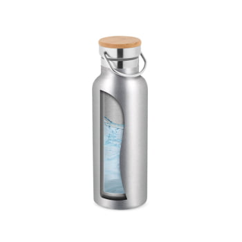Brinde Presente Dia dos Professores Personalizado Squeeze Garrafa Térmica 570 ml Aço Inox e Tampa Bambu e Alça