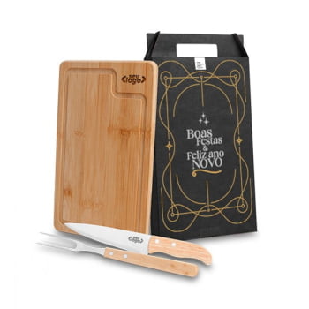 Brinde Natal Final de Ano Personalizado Kit Churrasco 3 Peças Caixa Preta SMMX-19066