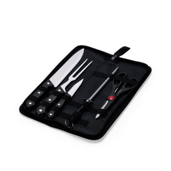 Brinde Natal Final de Ano Personalizado Kit Churrasco Estojo de Nylon 5 Peças X08097