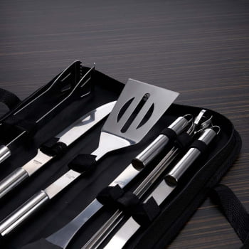 Brinde Natal Final de Ano Personalizado Kit Churrasco Estojo de Nylon 9 Peças X09018
