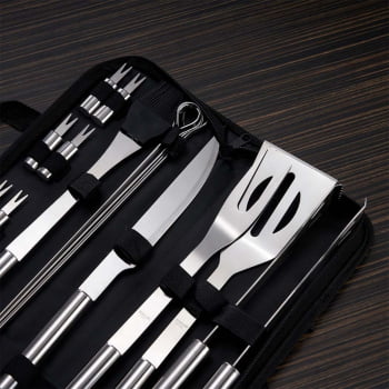 Brinde Natal Final de Ano Personalizado Kit Churrasco Estojo de Nylon 17 Peças X01906