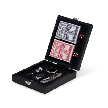 Brinde Natal Final de Ano Personalizado Kit Vinho Saca Rolha Bico Condutor Wine Collar Tampa de Bico Jogo Baralho X08128