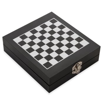 Brinde Natal Final de Ano Personalizado Kit Vinho Xadrez 4 Peças X12046