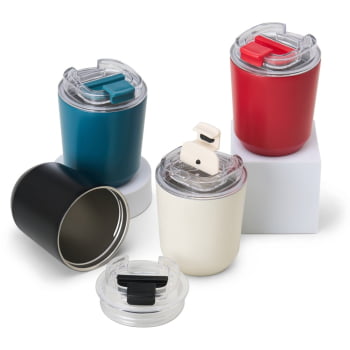 Brinde Natal Final de Ano Personalizada Copo Térmico em Aço Inox 280 ml com Tampa X18907