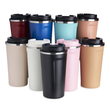 Brinde Natal Final de Ano Personalizada Copo Térmico para Café em Aço Inox 500 ml com Tampa X14724