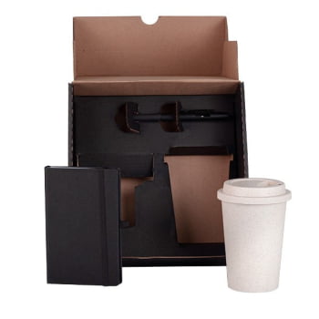 Kit Boas Vindas Personalizado Copo e Acessorios 3 Peças SMKT-9043F-BV Brindes Personalizados