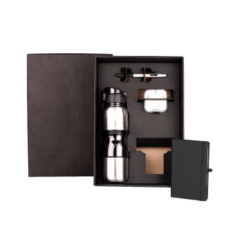 Kit Boas Vindas Personalizado Squeeze e Acessorios 4 Peças SMKT-90218-BV Brindes Personalizados