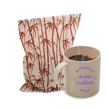 Boas Vindas Caneca Personalizada Fibra de Bambu 350 ML SMIC-01350-BV Brinde Personalizado