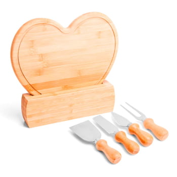 Kit Dia das Mães Personalizado Queijo 6 Peças Bambu / Madeira / Inox SMPD-42143-MAE Brinde Personalizado