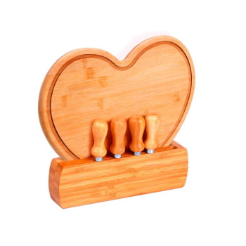 Kit Dia das Mães Personalizado Queijo 6 Peças Bambu / Madeira / Inox SMPD-42143-MAE Brinde Personalizado