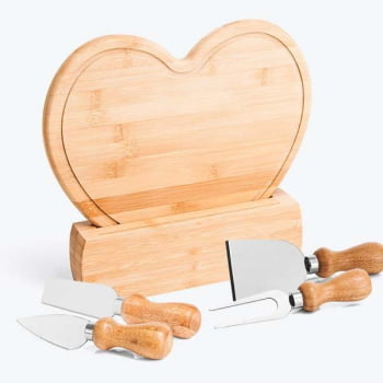 Kit Dia das Mães Personalizado Queijo 6 Peças Bambu / Madeira / Inox SMPD-42143-MAE Brinde Personalizado