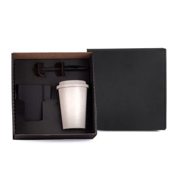 Kit Dia do Trabalho Personalizado Copo e Acessorios 3 Peças SMKT-9043F-TRB Brinde Personalizado