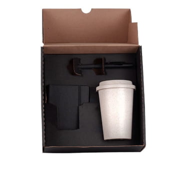 Kit Dia do Trabalho Personalizado Copo e Acessorios 3 Peças SMKT-9043F-TRB Brinde Personalizado