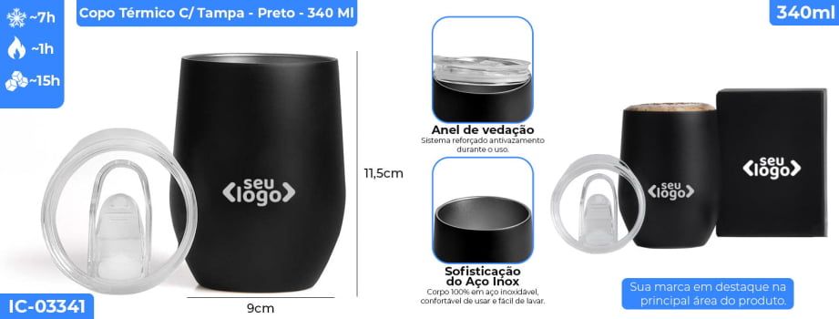 Aniversário de Colaborador Personalizado Copo Térmico Inox 340 ML SMIC-03341-ADC Brindes Personalizados