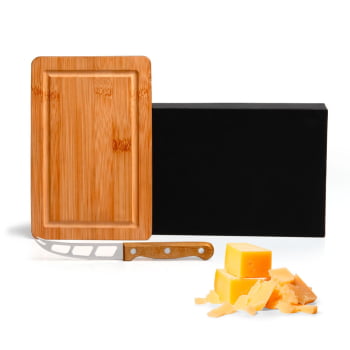 Kit Aniversário de Colaborador Personalizado Queijo em Madeira SMPD-47073-ADC Brindes Personalizados