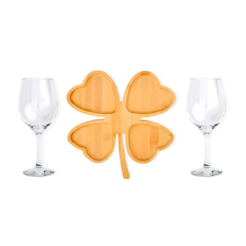 Brinde de Tempo de Casa Colaborador Personalizado Kit Petisco Bambu e Vidro 3 Peças SMKT-90097-TDCC Brindes Personalizados