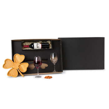 Brinde de Tempo de Casa Colaborador Personalizado Kit Petisco Bambu e Vidro 3 Peças SMKT-90097-TDCC Brindes Personalizados