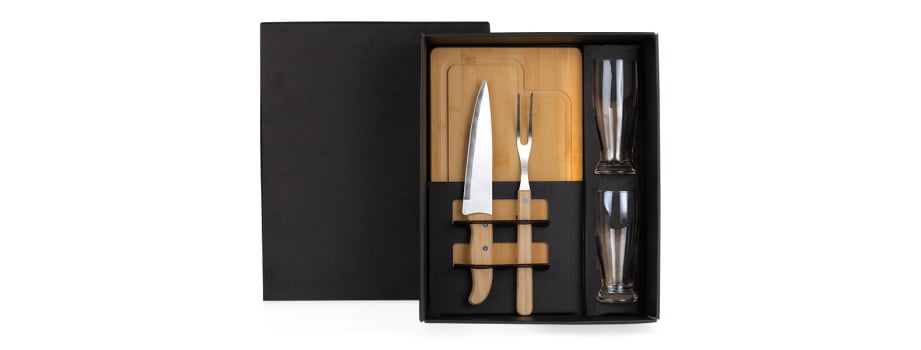 Brinde de Tempo de Casa Colaborador Personalizado Kit Churrasco 5 Peças SMKT-9027L-TDCC Brinde Personalizado