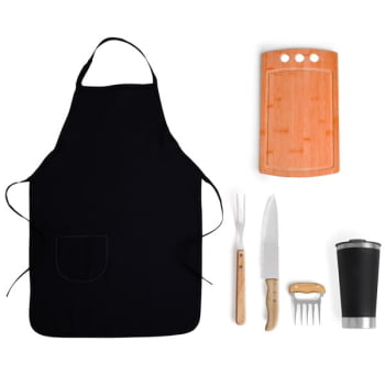 Brinde de Tempo de Casa Colaborador Personalizado Kit Churrasco 6 Peças Com Copo Térmico SMKT-90303-TDCC Brinde Personalizado