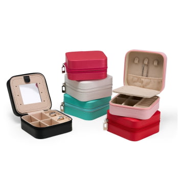 Brinde Dia Das Mulheres Personalizado Porta Joias Com Espelho e Divisórias MX08142-MULHER Brindes Personalizados