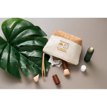 Brinde Dia Das Mulheres Personalizado Necessaire Algodão e cortiça Sustentável Viagem MSP92735-MULHER Brindes Personalizados