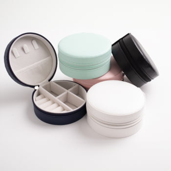 Brinde Dia Das Mães Personalizado Porta Joias Redondo Couro Sintético Aveludado X06017-MAE Brinde Personalizado